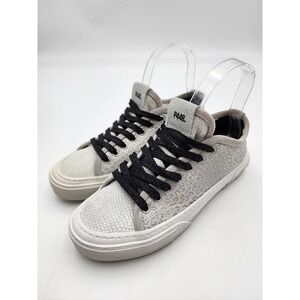 P448 Sally Italian Low Top Animal Print Silver Skater Sneakers Shoe Size 37 US 6